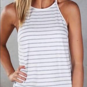 Striped halter top.